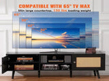 Rattan TV Stand for 65 inch TV, Boho TV Stand with Rattan Door, Entertainment Center with Build-in V952-TBDSJ55YCHSLT8DGQV3