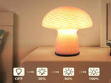 Dimmable Mushroom lamp,Glass Mushroom Bedside Table Lamp Small Nightstand Desk lamp Swirl Light for V1369-AZ3-W-26316