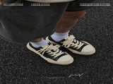 Canvas Sneakers Platform Sneakers Height-Increasing Shoes Unisex Casual Shoes - Black and white V1102-M-SHOE-47413-BLAC-6AU6EU39
