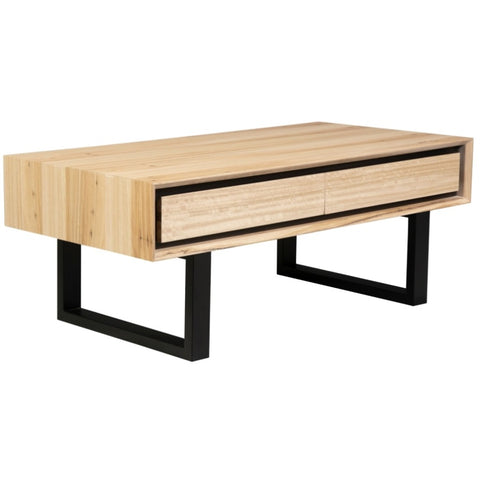 Aconite Coffee Table 120cm 2 Drawers Solid Messmate Timber Wood - Natural V315-VOD-OHIO-03