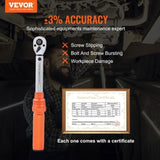 VEVOR Torque Wrench Adjustable Torque Wrench 1/4" Drive 20-200in.lb/2.3-23Nm V952-DJSNLBSKDSSZN4391V0