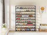 10-Tier Metal Shoe Rack Black Large 50-Pair Shoe Storage Organiser Shelf V63-840551