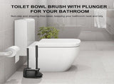 Toilet Brush and Plunger Set with Semi-Hidden Holder, Heavy-Duty Bowl Brush and Toilet Plunger for V1189-LC-AMZ-00161