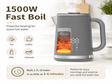 Gray electric kettle, 1.7L stainless steel kettle, 1500W rapid heating, with LED display, adjustable V1197-JY-071602