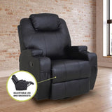 Black Massage Sofa Chair Recliner 360 Degree Swivel PU Leather Lounge 8 Point Heated V63-821971