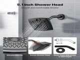 Tub and Shower Faucet Set, Complete with 130 mm Rainfall Shower Head and Bathtub Spout, 5-Setting V952-YGHLLTZHHWHWFHFKJ001V0