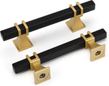 10 Pack Cabinet Pulls, Solid Steel Drawer Handles for Kitchen Cabinets, Matte Black Gold 3 Inch V1188-MS-721-060