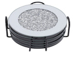 6pcs Glass Mirrored Coasters with Holder Round Drink Coasters for Coffee Table Kitchen Bar Home V1294-YM0901-3118250151412