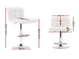 Artiss 2x Bar Stools Leather Gas Lift White BA-TW-NEW1055-WHX2