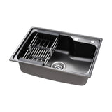 Cefito Kitchen Sink 61X43CM Stainless Steel Basin Single Bowl Black Drain Basket SINK-R10-6143T-BK