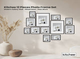 Kitchee 12 Pieces Photo Frame Set - Modern Gallery Wall Mixed Sizes Matt Black V238-SUPDZ-41889230225488