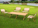 Levede Folding Camping Table Chair Set Oak OD1049