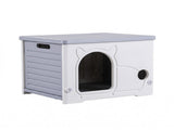 i.Pet Cat House Enclosed Shelter Plastic Nest Stackable Bench Box Outdoor Indoor Grey PET-CH-PE38-GY