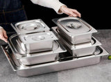 Multi Functional Stainless Steel Buffet Dish Container with Lid for Home and Commercial Use V1366-AZ2-W-17204