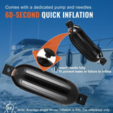 Boat Fenders, 6.5" x 23" Boat Bumpers for Docking, Inflatable Ribbed Fender with Center Holes, V952-CYHX4JZ65YCTVZR20V0