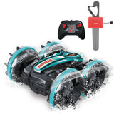 2.4Ghz Remote Control Gesture Sensor Toy Car Boat Truck 4WD Waterproof RC Amphibious Vehicle-Blue V1263-JX-7291