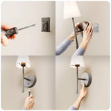 LED Wall Sconce Wireless Light 2-Pack - Black Finish with White Fabric Shade V178-68991