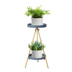 Levede Plant Stand 2 Tiers Outdoor Indoor Grey Gold Medium UM1219-M-GYGD