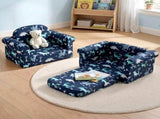 Keezi Kids Sofa 1 Seater Children Flip Open Couch Lounger Armchair Dinosaur Navy KID-SOFA-SINGLE-NY