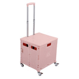 Collapsible Utility Rolling Crate Swivel Casters PP Strong with Telescopic Handle Lid Storage V1294-YM0901-3117230195712