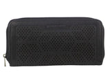 Pierre Cardin Perforated Leather Ladies Zip Around Wallet - Black V563-PC-3350-BLK