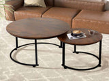 Levede Round Nesting Table Coffee Table Wood Side Table CH1156-60-BR