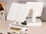 Elegant Tri-Fold Shell LED Vanity Mirror - Smart Makeup Gift with Storage & Illumination V888-ELOSUNG18334