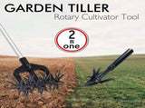 2-in-1 Garden Rotary Cultivator Tool with Star Wheel Spike Design for Soil Loosening, Weeding, and V1341-ZY-F4V35QJH-BLACK