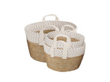 3 Piece Cotton Rope Stripe Carry Handles Storage Baskets Set V915-MB0052