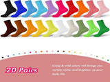 20 Pairs Womens Socks, Solid Color Crew Socks Colorful Lightweight Cotton Athletic Socks V1258-DP02-F-569