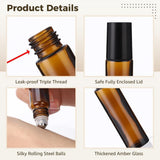 64PCS Amber Glass Roller Bottles Set, 0.33 fl oz Refillable Essential Oil Roller Bottles Set with V1369-AZ3-W-08796