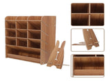 Wooden Pen Holder Multi-Functional Desk Organizer Light Brown for Home V1369-AZ3-W-18164