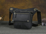 Leather Fanny Pack Top Grain Cowhide Travel Fanny Pack Adjustable Belt Fanny - Brown - Size M V1347-127-53785-BRN-M