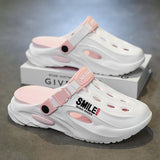 Unisex Clog Sandals Open Toe Slip-On Sandals Soft Sole Walking Shoes Outdoor - Black and gray - Size V1106-M-SHOE-20985-BLAC1-12AU12EU45