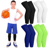 4 Pairs Kids Long Compression Boys Leg Sleeves Non Slip UV Protection Thigh Calf for Kids Boy Girl V1370-AZ4-17584