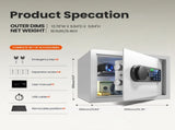 Wendlon White Safe Box Touch Screen with Fingerprint/Electronic Password, Backlit Keypad, LED Light, V1411-AU000025F