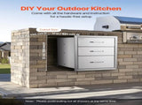 18x23 Outdoor Kitchen Stainless Steel Triple Access BBQ Drawers with Chrome Handle, 18 x23 x 23 V952-18X23YC3CBXGCTG01V0