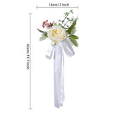 Wedding Aisle Decorations Artificial Flowers - Rose Chair Back Decor with Ribbons for Wedding V1366-AZ2-W-16515