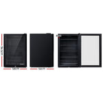 Devanti 115L Bar Fridge Glass Door w/Light Black BF-D-130L-BK