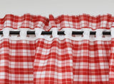 2 pcs Set Perforated Opaque Curtains With 2 Tiebacks Plaid Pattern Window Decoration For Bedroom V1188-MS-227-1227