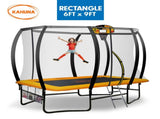 Kahuna 6 ft x 9 ft Rectangular Outdoor Trampoline with LED Basketball Set - Orange TRA-FJP-RCT-69V-LED