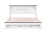 Artiss Queen Bed Frame with Storage Bookcase Headboard and Footboard White Wooden Platform Bed with WBED-F-LYMES-Q-WH-ABC