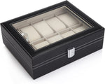 Black PU Leather Watch Organizer Display Storage Box Cases for Men & Women V178-84574