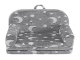 Keezi Kids 2-in-1 Fold Out Sofa Bed with Removable Washable Cover, Carry Handle, Storage Pocket, KID-SOFA-SGL-COMP-GY