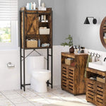 Bathroom Organiser Rack with Small Cabinet Steel Frame 64 x 24 x 171 cm Rustic Brown and Black V178-11567