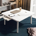 SOGA 2X White Portable Floor Table Small Square Space-Saving Mini Desk Home Decor FLOORTABLE501X2