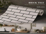 Self Adhesive PVC Background Film 0.45x6M, Simple White Tile Texture, Clean Space Decor V1221-XM-LB1764-GM62