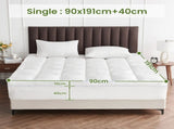 1500GSM Bamboo Mattress Topper Extra Thick 10CM Bed Topper Single 90 x 191 40 cm V201-W13484774