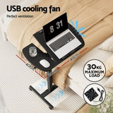 Artiss Laptop Desk Table Fan Cooling Black 60CM LA-DESK-GEN-L2-BK
