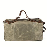 Retro Waxed Canvas Travel Bag, Large Capacity, Waterproof & Wear-Resistant, Crazy Horse Leather V1232-LYBDJB-003